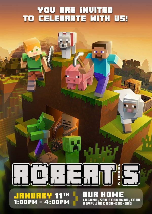 Minecraft Birthday Invitation