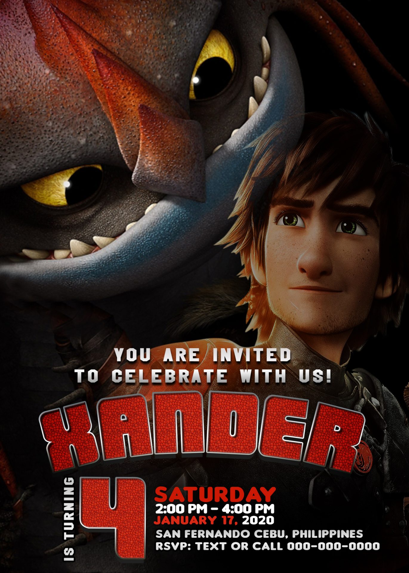How To Train Your Dragon Birthday Invitation Card, Printable File, FREE ...