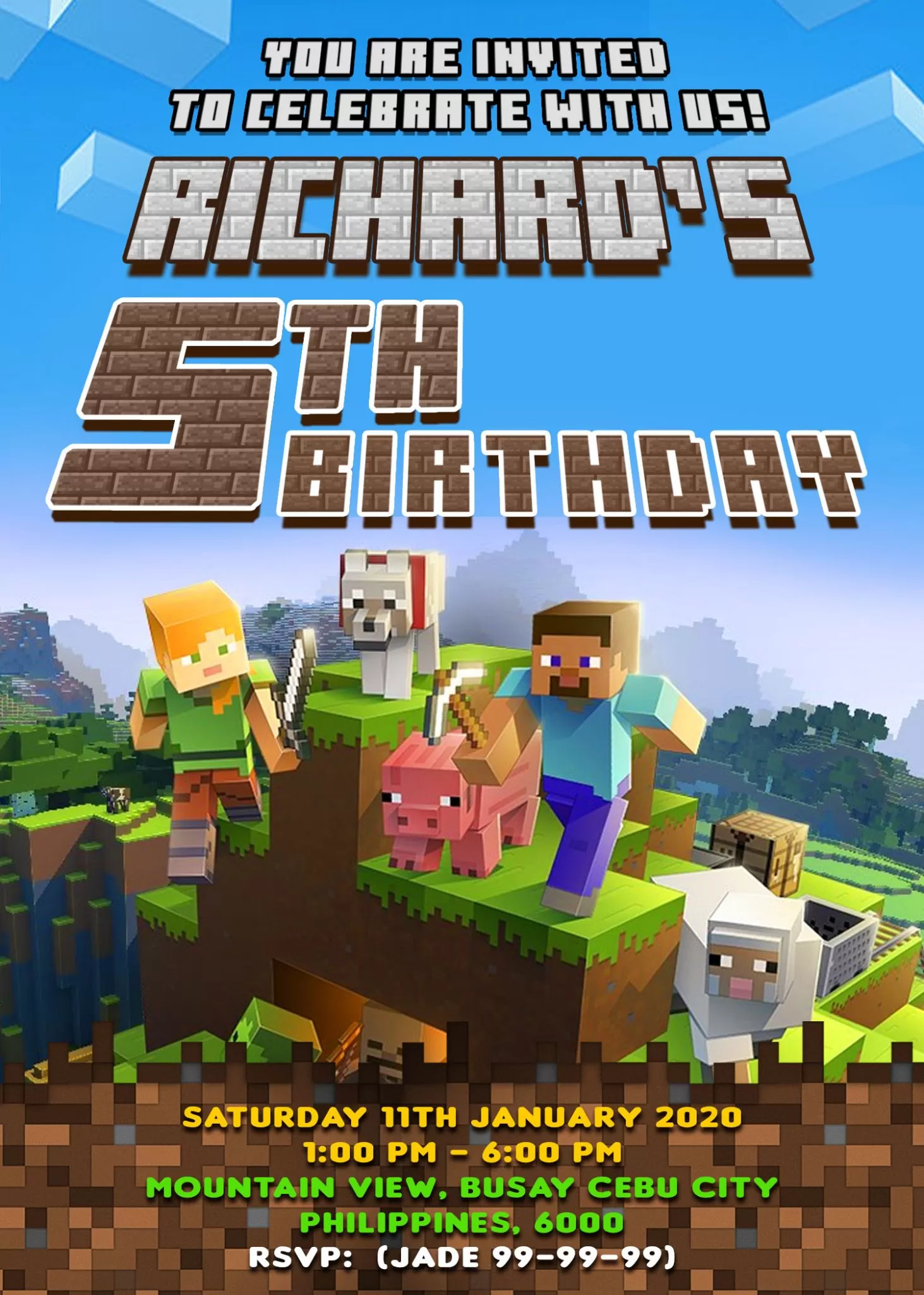 Free Printable Birthday Invitations Minecraft