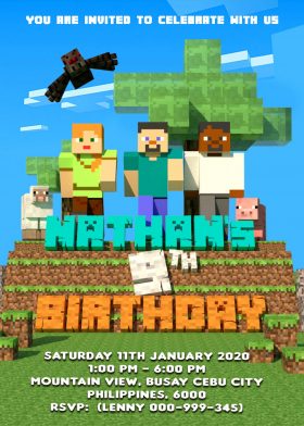 Minecraft Invitation Card