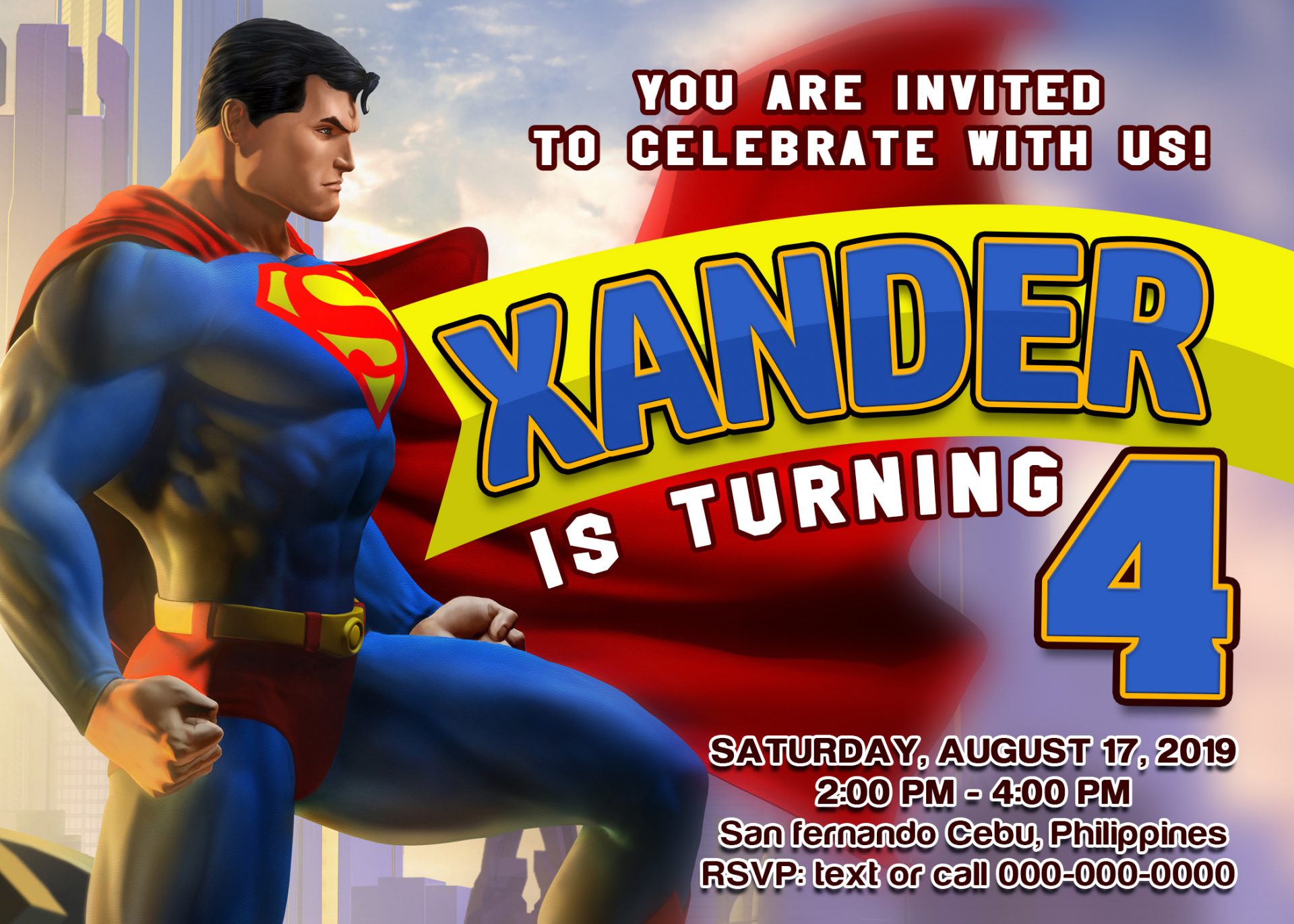 Superman Birthday invitation