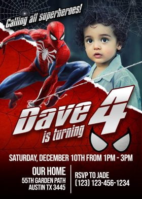 Spiderman Birthday Invitation