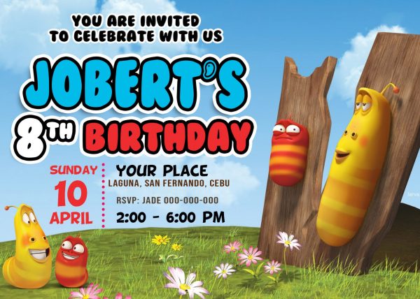 larva birthday party invitation