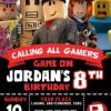 ROBLOX Birthday Party Invitation 4 x 6 or 5 x 7 Printable 1365