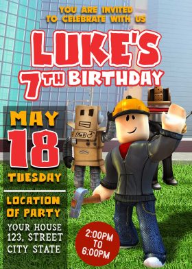 ROBLOX online game birthday Invitation