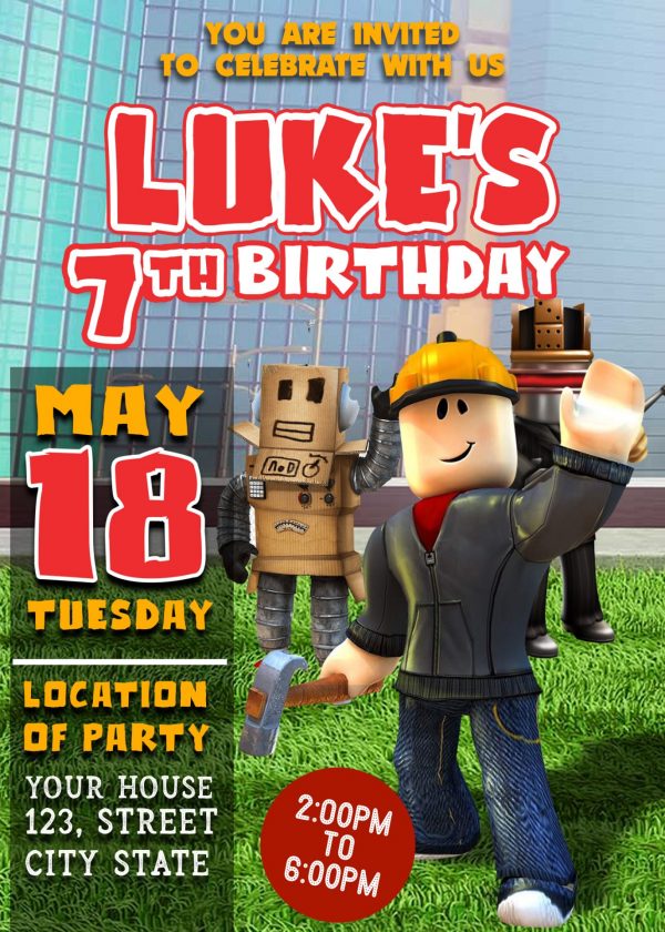 ROBLOX online game birthday Invitation