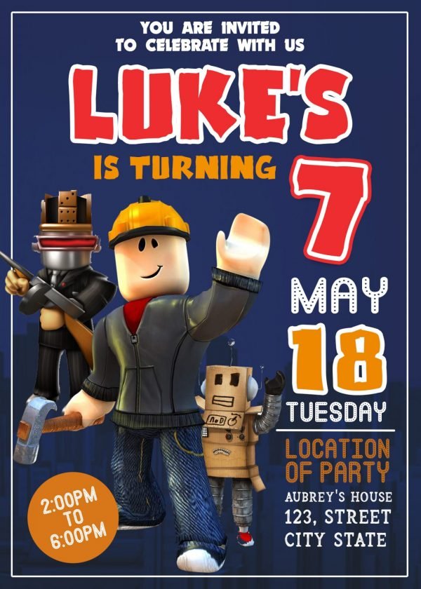 Roblox Birthday Party Invitation