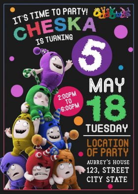 Amazing Designs US Oddbods Birthday Party Invitation 2