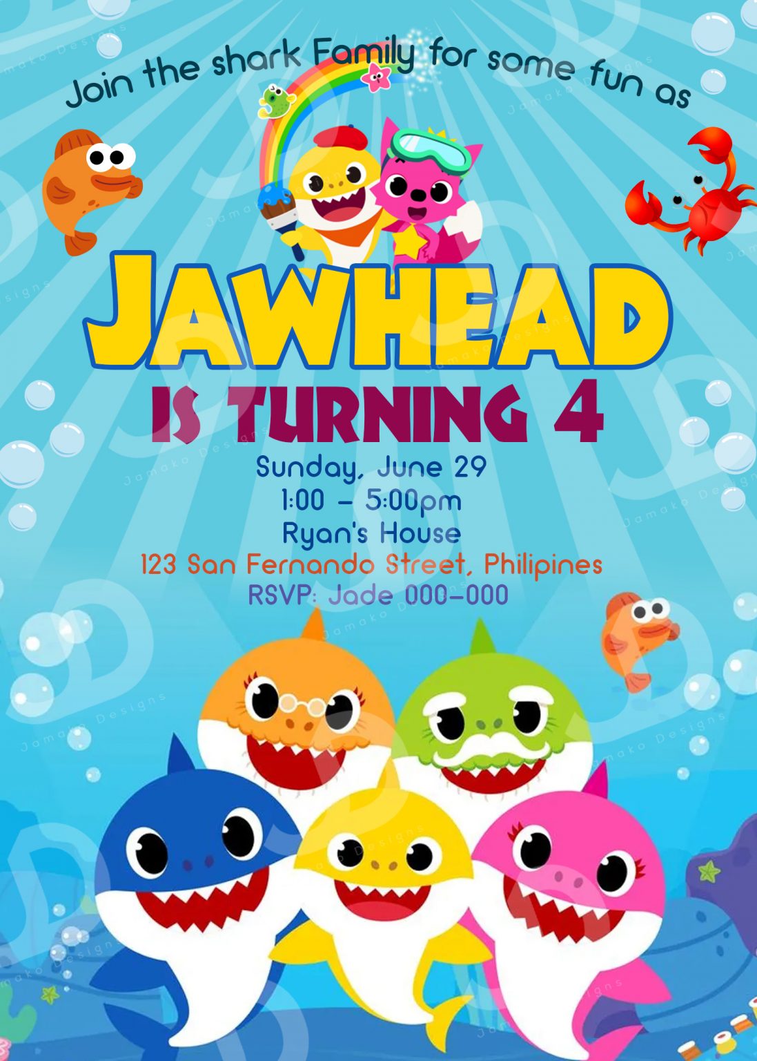 Pinkfong Baby Shark Birthday Invitation Printable 4 X 6 Or 5 X 7 pinkfong-baby-shark-birthday-invitation-printable-4-x-6-or-5-x-7