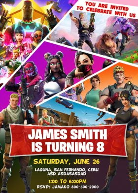 Fortnite Birthday Invitation