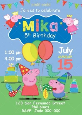 Peppa pig Birthday Invitation Peppa Pig Birthday Party Invitation Printable