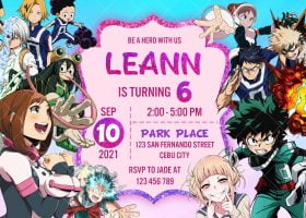My Hero Academia Birthday Invitation Printable