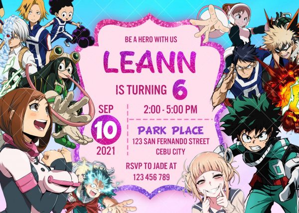 My Hero Academia Birthday Invitation Printable