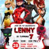Miraculous Ladybug & Cat Noir Birthday Invitation | Printable 4 x 6 or 5 x 7