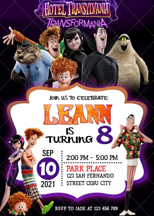 HOTEL TRANSYLVANIA BIRTHDAY PARTY INVITATION DIGITAL