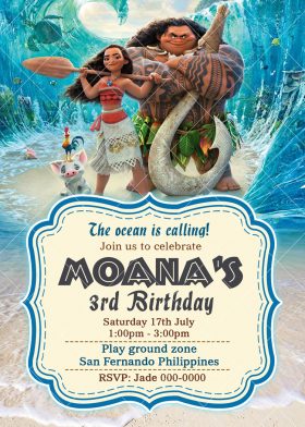 Baby Moana Invitation, Baby Moana Invite,Baby Moana Birthday Party
