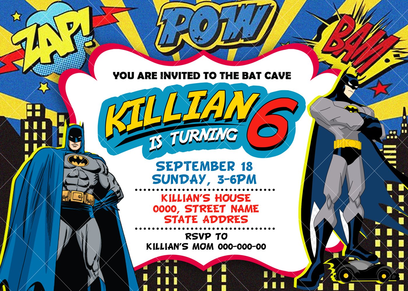 Printable Batman Birthday Invitation Templates | Batman invitations, Batman  birthday, Superhero birthday invitations 5 X 7 OR 4 X 6 - Jamakodesigns