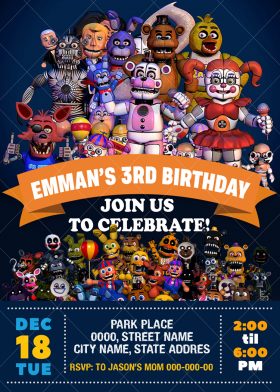 Five Nights at Freddy’s Birthday Invitation