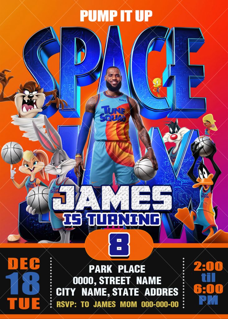 Space Jam A New Legacy Birthday Invitation 2 4 x 6 , 5 x 7 Jamakodesigns