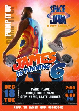 Space Jam A New Legacy Birthday Invitation