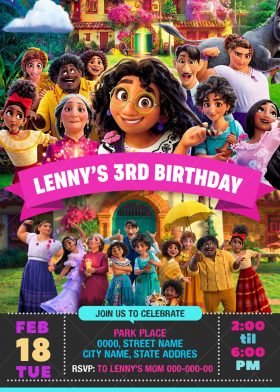 Disney’s Encanto Birthday Invitation, Flower Themed Encanto Birthday Invite 4 x 6