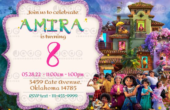 Disney’s Encanto Birthday Invitation, Flower Themed Encanto Birthday Invite