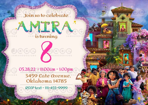 Disney’s Encanto Birthday Invitation, Flower Themed Encanto Birthday Invite