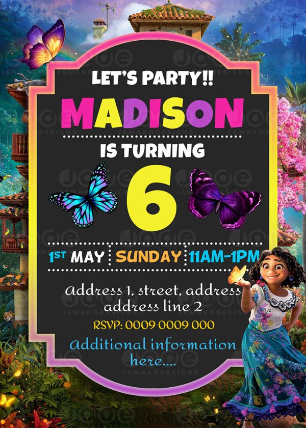 Disney Encanto themed birthday invitation