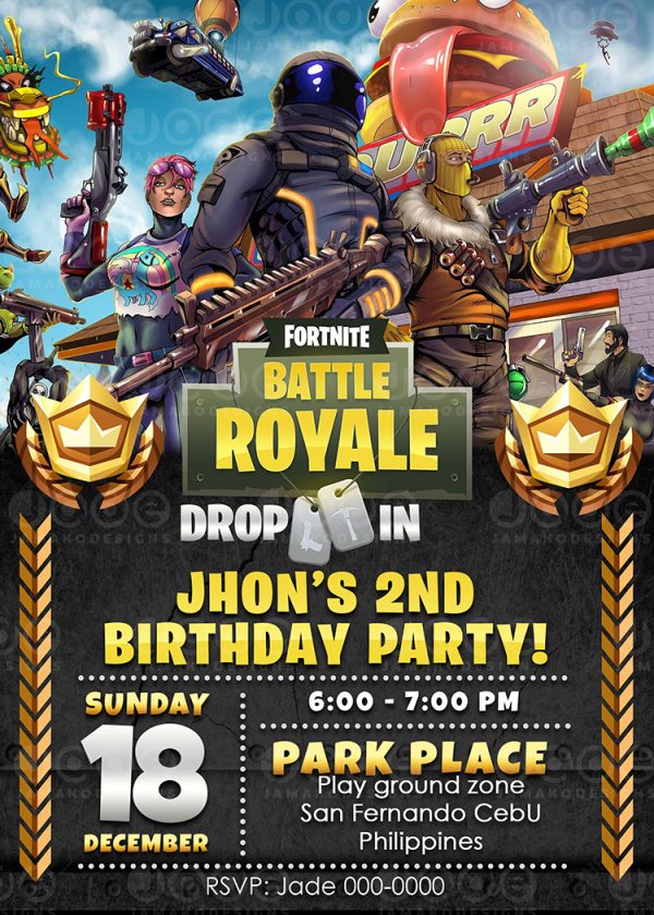 Fortnite birthday invitation 2