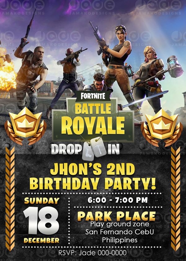 Fortnite birthday invitation