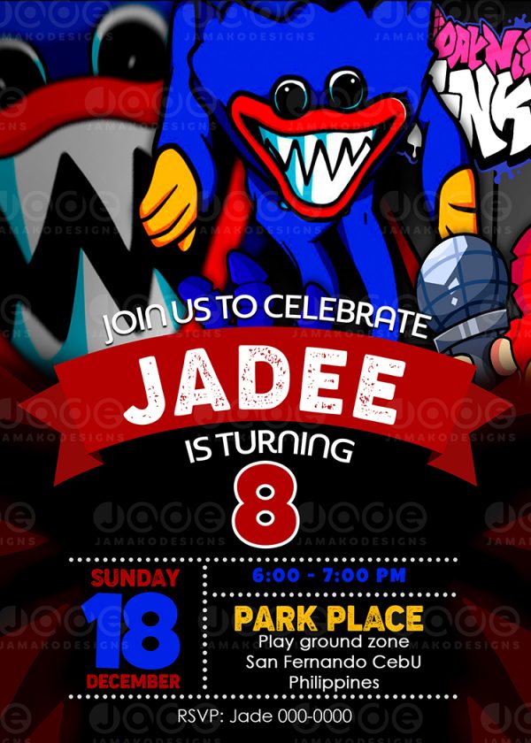 Huggy Wuggy Birthday Invitation