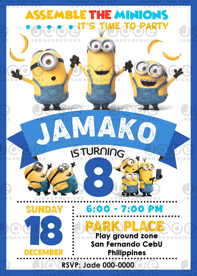 minion birthday party printable - jamakodesigns