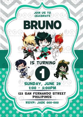My Hero Academia Birthday Invitation