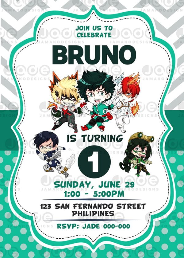 My Hero Academia Birthday Invitation