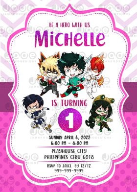 My Hero Academia Birthday Invitation