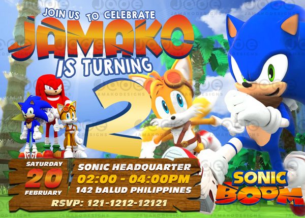 Sonic Boom Birthday Invitation