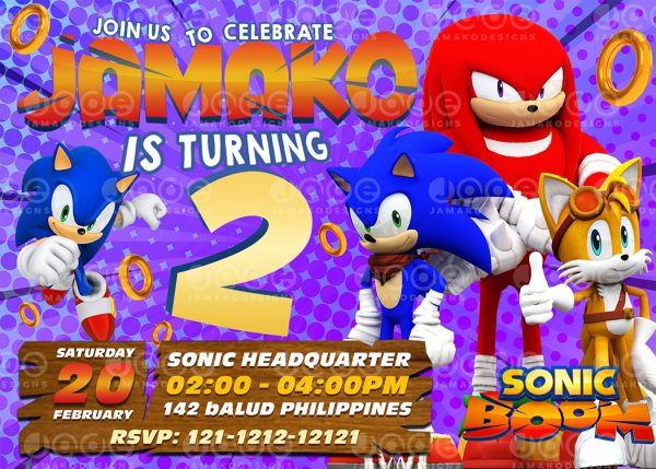 Sonic Boom Birthday Invitation