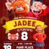 Turning Red Birthday Invitation, Disney Pixar Turning Red Template 4 x 6 or 5 x 7