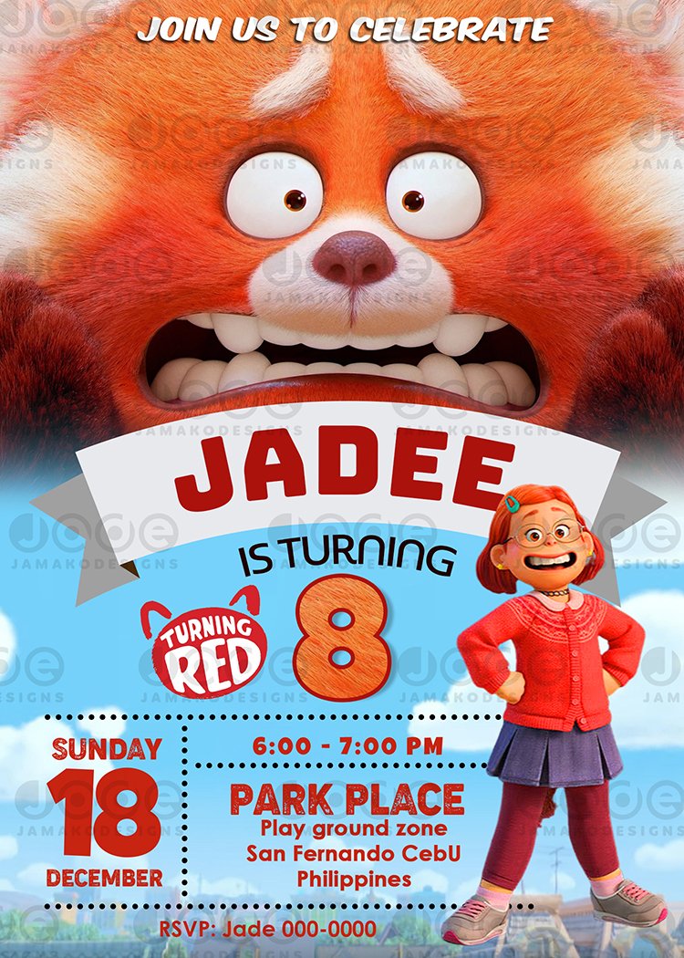 Turning Red Invitations Template