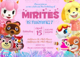 Animal Crossing Girl Birthday Invitation