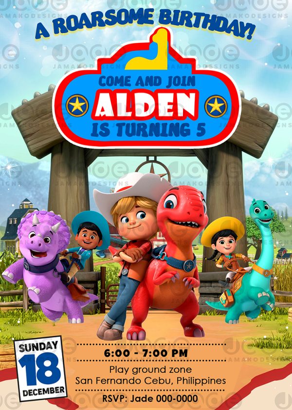 Dino Ranch Birthday Invitation template printable Jamakodesigns