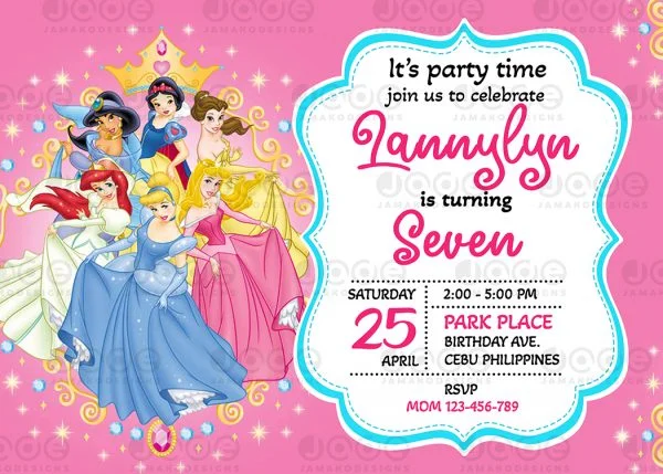 Disney Princess Birthday Invitation -3