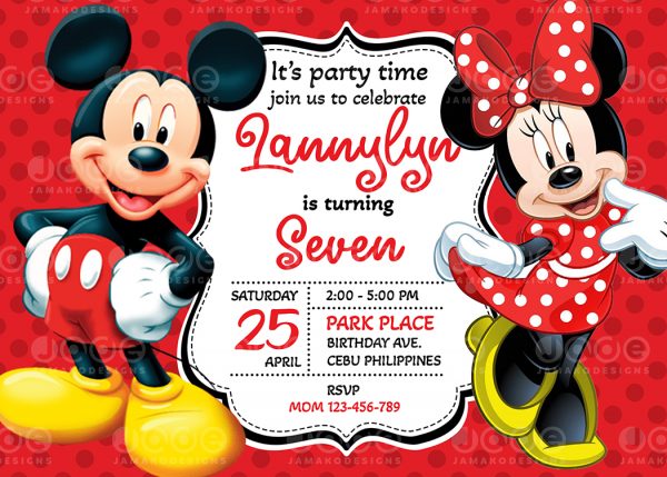 Mick3y Mouse Birthday Invitation 3