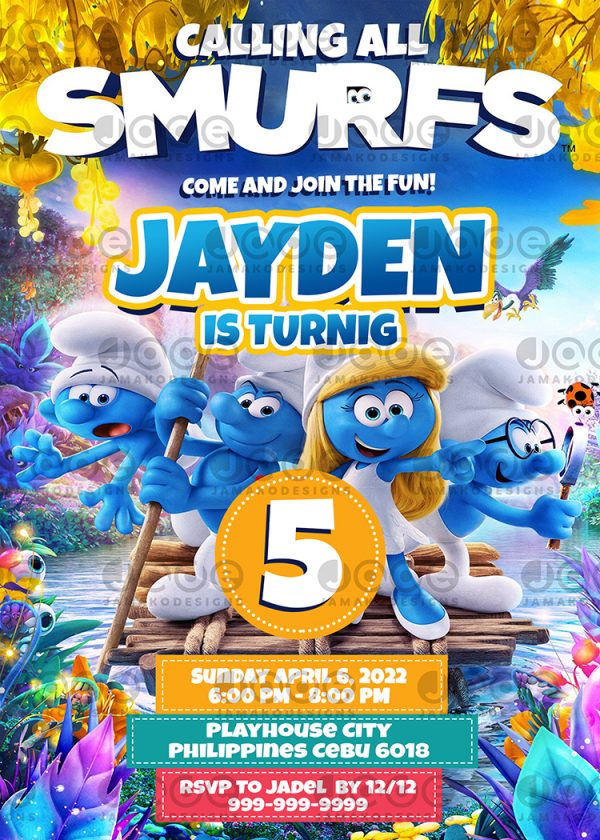 Smurf Birthday Invitation