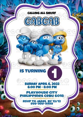 smurf the lost village birthday Invitation