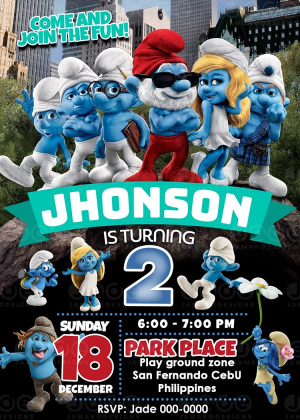 Smurf Birthday Invitation