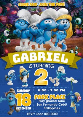 Smurf Birthday Invitation printable template