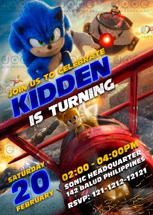 Sonic the Hedgehog 2 Birthday Invitation
