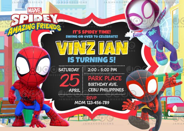 Spidey and His Amazing Friends Birthday Invitation 2