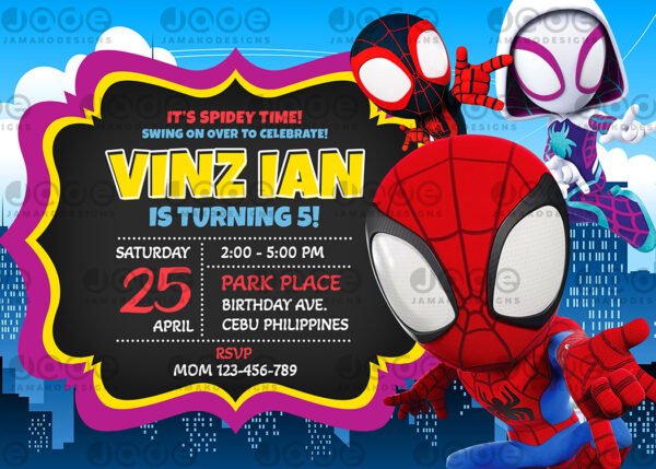 Spidey and His Amazing FriendsBirthday Invitation 3